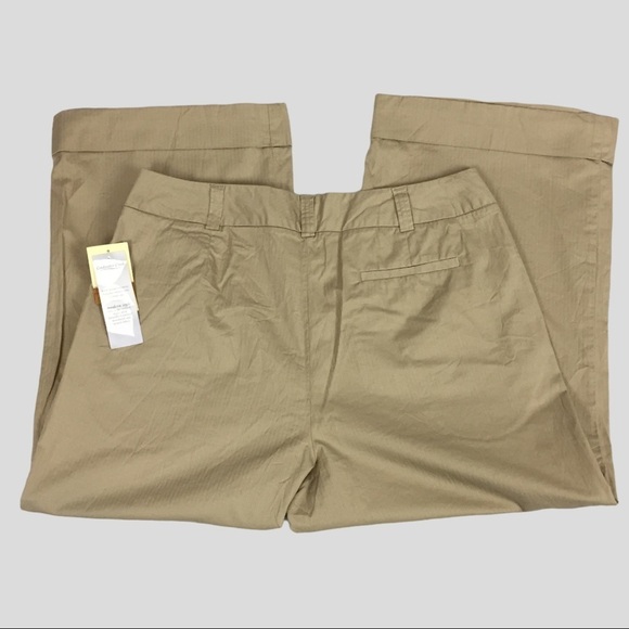 Coldwater Creek NWT Cuffed Pants Womens 14 Beige Pleated Cropped Leg - Picture 3 of 13